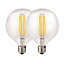 Harper Living 8 Watts G125 E27 LED Bulb Clear Globe Warm White Dimmable, Pack of 2