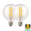 Harper Living 8 Watts G125 E27 LED Bulb Clear Globe Warm White Dimmable, Pack of 2