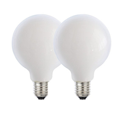 Harper Living 8 Watts G125 E27 LED Bulb Opal Globe Warm White Dimmable, Pack of 2