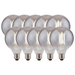 Harper Living 8 Watts G125 E27 LED Bulb Smoked Globe Cool White Dimmable, Pack of 10