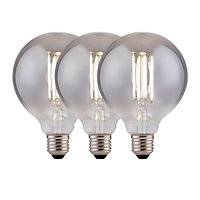 Harper Living 8 Watts G125 E27 LED Bulb Smoked Globe Cool White Dimmable, Pack of 3