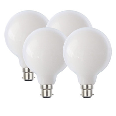 Harper Living 8 Watts G95 B22 BC Bayonet LED Bulb Opal Globe Warm White 3000K Dimmable, Pack of 4