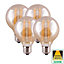 Harper Living 8 Watts G95 E27 LED Bulb Amber Globe Warm White Dimmable, Pack of 4