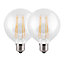 Harper Living 8 Watts G95 E27 LED Bulb Clear Globe Warm White Dimmable, Pack of 2