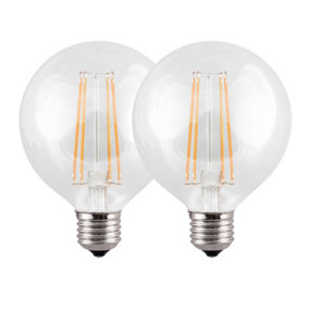 Harper Living 8 Watts G95 E27 LED Bulb Clear Globe Warm White Dimmable, Pack of 2