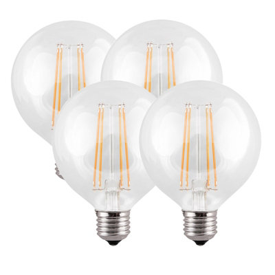 Harper Living 8 Watts G95 E27 LED Bulb Clear Globe Warm White Dimmable, Pack of 4