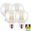 Harper Living 8 Watts G95 E27 LED Bulb Clear Globe Warm White Dimmable, Pack of 4