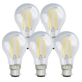 Harper Living 8 Watts GLS B22 BC Bayonet LED Light Bulb Clear Warm White Dimmable, Pack of 5