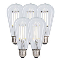 Harper Living 8 Watts ST64 E27 LED Bulb Clear Cool White Dimmable, Pack of 5