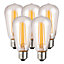 Harper Living 8 Watts ST64 E27 LED Bulb Clear Warm White Dimmable, Pack of 5