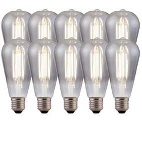 Harper Living 8 Watts ST64 E27 LED Bulb Smoked Cool White Dimmable, Pack of 10