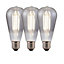 Harper Living 8 Watts ST64 E27 LED Bulb Smoked Cool White Dimmable, Pack of 3