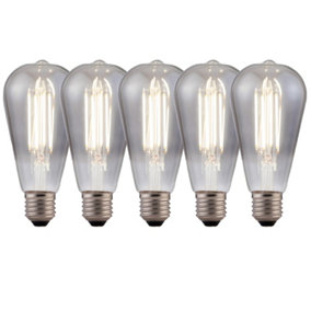 Harper Living 8 Watts ST64 E27 LED Bulb Smoked Cool White Dimmable, Pack of 5