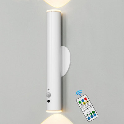 HARPER LIVING Battery Operated Wall Lights with Motion Sensor, Rechargeable Wall Lamp Indoor, LED Wall Sconce Lights, White