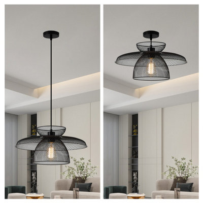 HARPER LIVING Black Pendant Ceiling Light with Metal Mesh Shade, Pendant Light for Kitchen Hallway Living Room Dining room