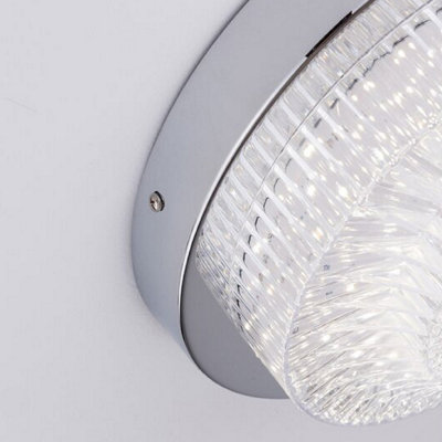 Harper Living Cleo Polished Chrome Acrylic Shade Integrated LED Flush Ceiling Light Natural White (4000k)