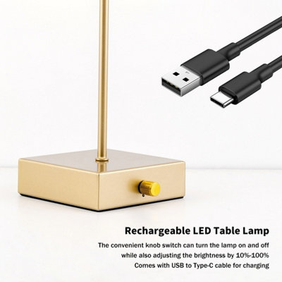 HARPER LIVING Cordless Table Lamp, 5200mAh Battery Operated Desk Light ...