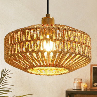 HARPER LIVING Easy Fit Handwoven Rope Ceiling Light Shade with Reducer ...