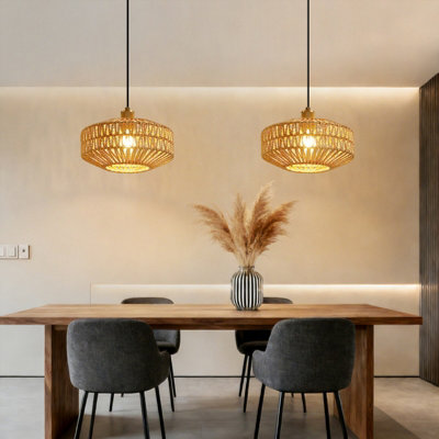 HARPER LIVING Easy Fit Handwoven Rope Ceiling Light Shade with Reducer ...