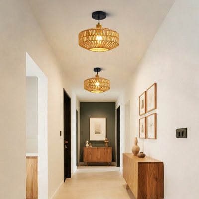 HARPER LIVING Easy Fit Handwoven Rope Ceiling Light Shade with Reducer ...