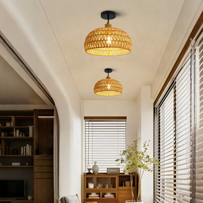HARPER LIVING Easy Fit Handwoven Rope Ceiling Light Shade with Reducer ...