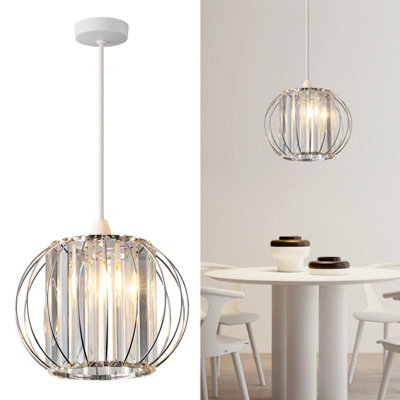 HARPER LIVING Easy Fit  Shade, Chrome Ceiling Light Shade 27cm - Modern Lampshade for Bedroom, Kitchen, Living Room