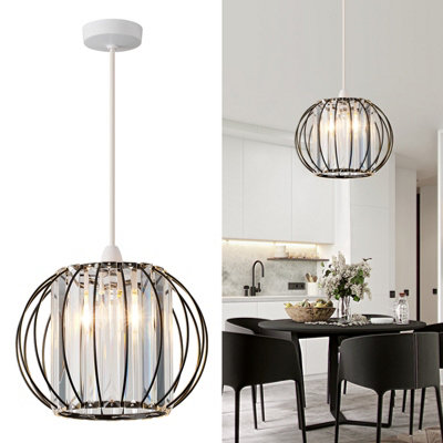 HARPER LIVING Easy Fit  Shade, Matt Black Ceiling Light Shade 27cm - Modern Lampshade for Bedroom, Kitchen, Living Room