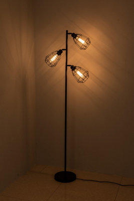 Industrial copper 3 cage store floor lamp