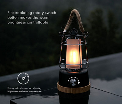 Lanterne LED Rétro Rechargeable HARPER LIVING - 6W 370 Lumens, Variation D' Intensité Et Couleurs, Batterie 5000 MAh