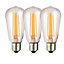 Harper Living LED Filament ST64 Bulbs, 8w 806 Lumens, 60w Equivalent 2700K Warm White Dimmable, Pack of 3