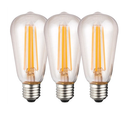 Harper Living LED Filament ST64 Bulbs 8w 806 Lumens 60w Equivalent 2700K Warm White Dimmable Pack of 3