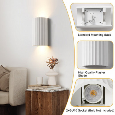 HARPER LIVING Modern Wall Light, 2xGU10 Cap Type Up and Down Wall Light ...