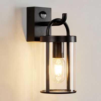 HARPER LIVING Outdoor Wall lights with PIR sensor, Black Industrial Retro Outside Lights Mains Powered Weatherproof IP65