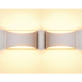 Harper Living Pack of 2 White Art Deco Medium Plaster Indoor Wall Light (12 x 20 x 8.5cm)