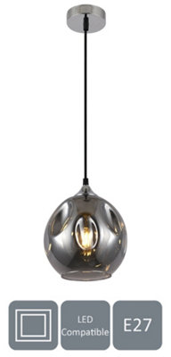 HARPER LIVING Pendant Ceiling Light, Smoke Grey Finish, Dome Shade, Adjustable Height