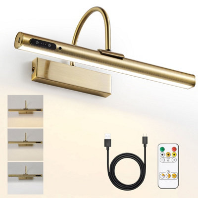 HARPER LIVING Picture light for Wall Antique Brass, Magnetic Battery ...