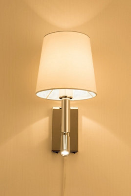 Harper Living Plug In Wall Light with switch and Adjustable LED Reading Light Polished Chrome Finish
