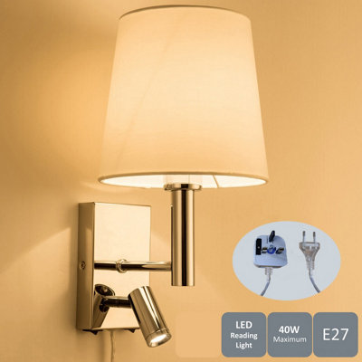 Harper Living Plug-In Wall Light with switch and Adjustable LED Reading ...