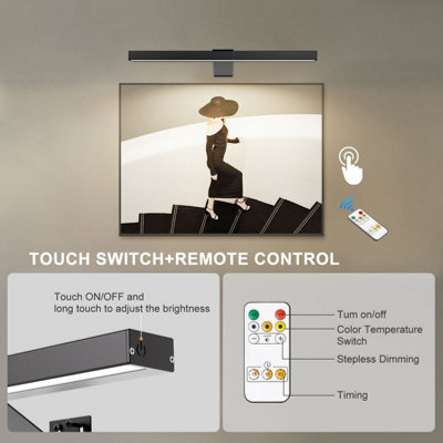 HARPER LIVING Rechargeable Picture Light Black, Magnetic