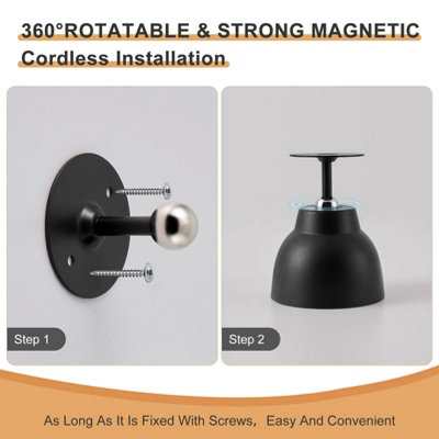 360° Rotating Magnetic Wall Sconce – 7.5cm USB Rechargeable LED Lamp, 3 Brightness Levels, Stick-On Cordless Light – For Bedroom, Office, Reading Nook