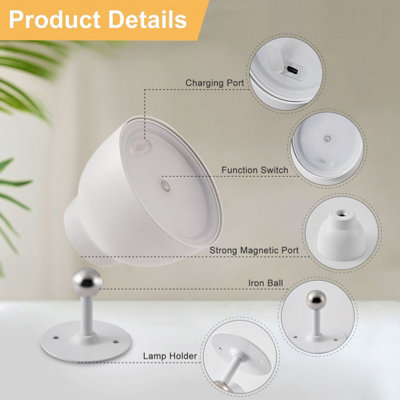 HARPER LIVING Rechargeable Wall Light, LED Wireless Wall Lamp with ...