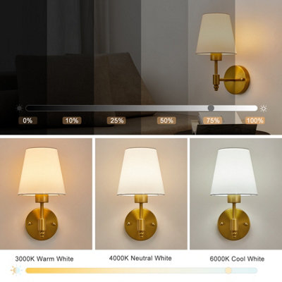 HARPER LIVING Set of 2 Battery Wall Lights, Fabric Lamps with ...