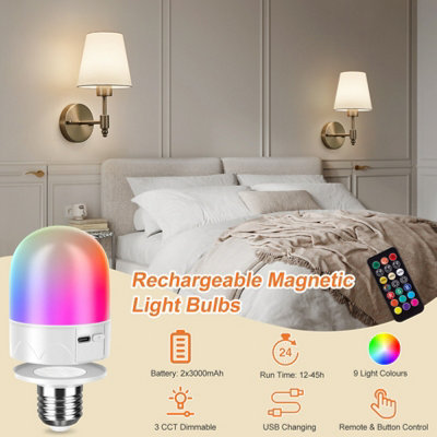 HARPER LIVING Set of 2 Battery Wall Lights, Fabric Lamps with ...
