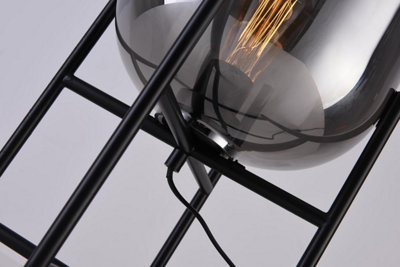 HARPER LIVING Smoked Glass Table Lamp, Bedside & Desk Lamp with On/Off Switch, 40W E27 Base (No Bulb) 47.5cm Modern
