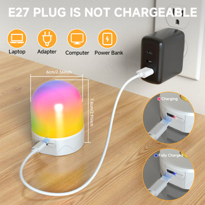 HARPER LIVING USB Rechargeable LED Bulb with Remote, E27 Screw ...