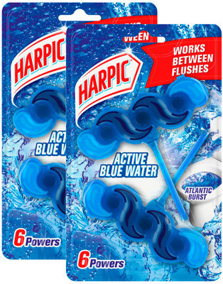 Harpic Active Blue Water Twin Rim Block for a Hygienic Fresh Toilet 4 x ...