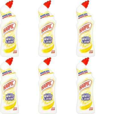 Harpic Bleach White & Shine Citrus Fresh Baking Soda Toilet Cleaner 750ml (Pack of 6)