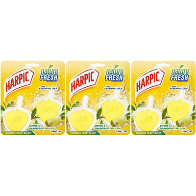 Harpic Hygienic Toilet Rim Block Twin pack Citrus and Graperuit, 2 x 40g (Pack of 3)