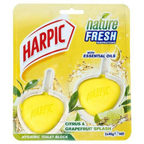 Harpic Hygienic Toilet Rim Block Twin pack Citrus and Graperuit, 2 x 40g
