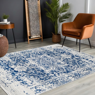 Harput-Vintage Grey Blue Orange White Traditional Boho Living Dining ...